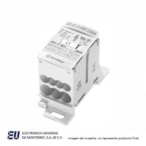 BLOQUE DISTRIBUCION 100VAC/1500VDC 80 AMP 7 CONEXIONES 3 ENTRADAS 14-6 AWG 4 SALIDAS 14-10 AWG  –  9D0150800304