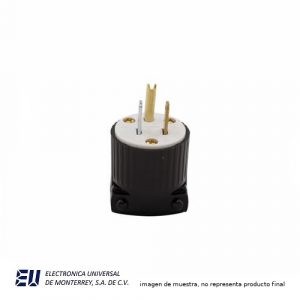 CLAVIJA DE POLICARBONATO NEGRA CON BLANCO 2P3H 15A 125V  – WD5266