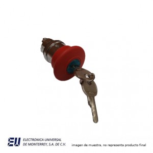 BOTON DE HONGO CON TRABA Y LLAVE PARA DESTRABAR METALICO – HLAY50-22SKB-ZY