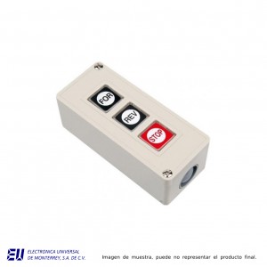 Interruptor tipo botonera de PLÁSTICO 3 Amp, 3 Polos. FOR-REV-STOP – CPB-3
