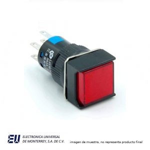 BOTON PULSADOR SOSTENIDO ILUMINADO ROJO 120V NA+NC – LAY50-16F-22TD