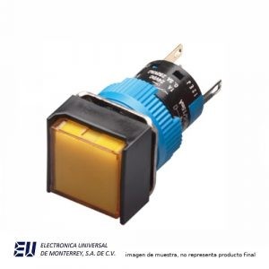 BOTON PULSADOR SOSTENIDO ILUMINADO AMARILLO 120V 16MM NA +NC – K16-382-YA1