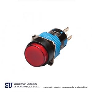 BOTON PULSADOR 16MM REDONDO ROJO 120V – K16-272R